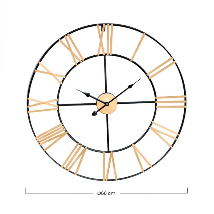 RELOJ DE PARED METAL BRONCE Y NEGRO DN60 CJ.1 THINIA HOME