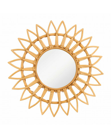 ESPEJO RATTAN FLOR NATURAL DN55CM THINIA HOME