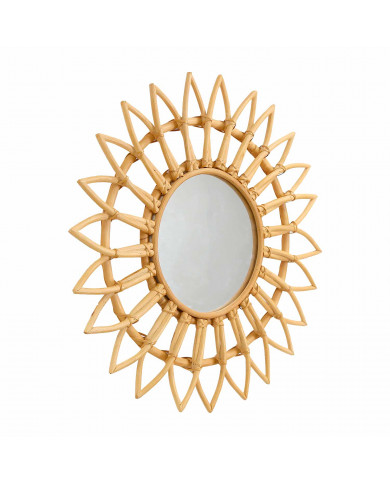 ESPEJO RATTAN FLOR NATURAL DN55CM THINIA HOME
