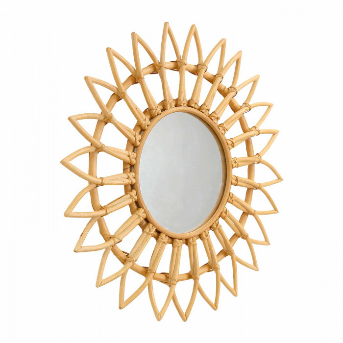 ESPEJO RATTAN FLOR NATURAL DN55CM THINIA HOME