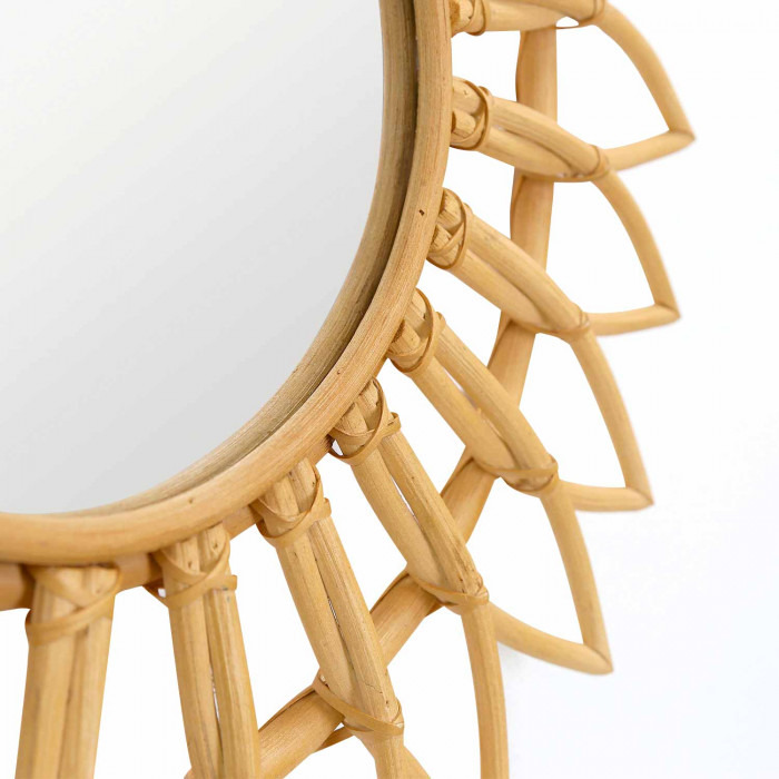 ESPEJO RATTAN FLOR NATURAL DN55CM THINIA HOME