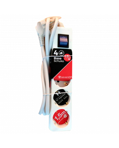 BASE 4 TOMAS C/INT 3X1,5mm 1,5M BLANCA 7hSevenOnCL.1