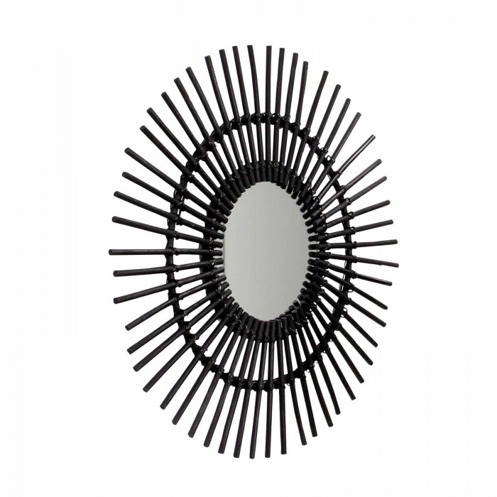 ESPEJO RATTAN NEGRO DN23/60CM THINIA HOME