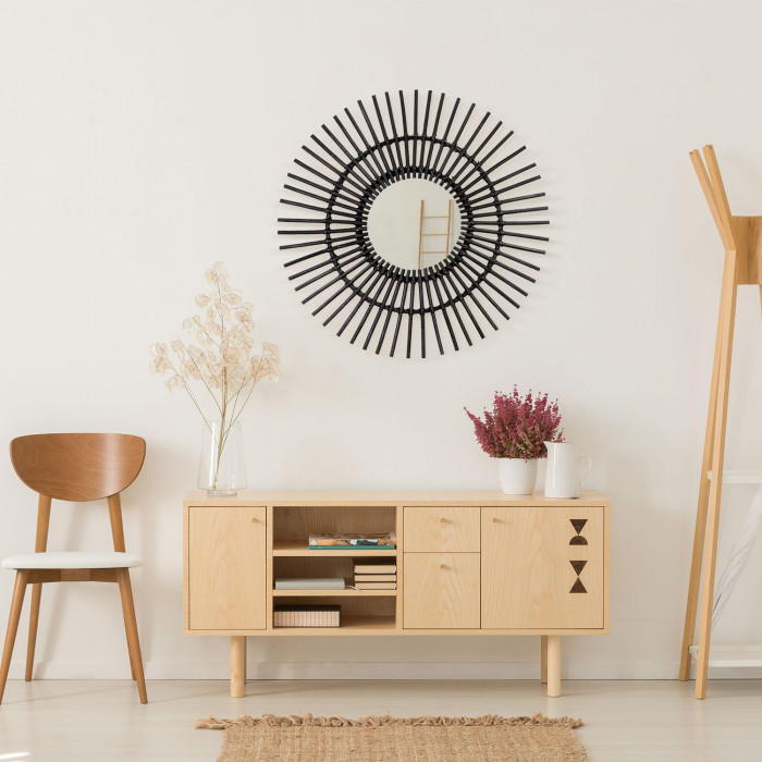 ESPEJO RATTAN NEGRO DN23/60CM THINIA HOME