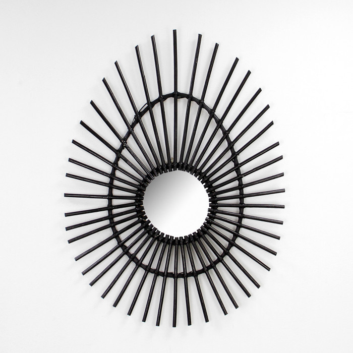 ESPEJO RATTAN OVALADO NEGRO DN20/50/80CM THINIA HOME