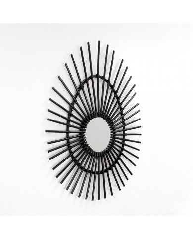 ESPEJO RATTAN OVALADO NEGRO DN20/50/80CM THINIA HOME