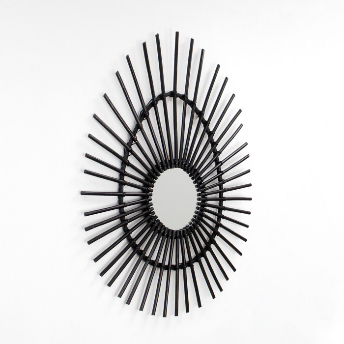 ESPEJO RATTAN OVALADO NEGRO DN20/50/80CM THINIA HOME