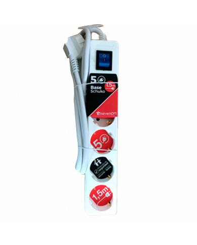 BASE 5 TOMAS C/INT 3X1,5mm 1,5M BLANCA 7hSevenOn CL.1