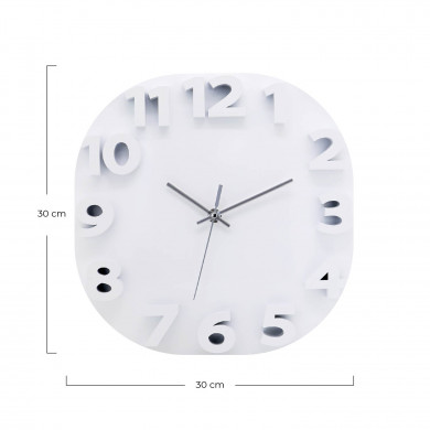 RELOJ DE PARED 3D CUADRADO BLANCO 30.5CM CJ.1 THINIA HOME RELOJ DE PARED 3D CUADRADO BLANCO 30.5CM CJ.1 THINIA HOME