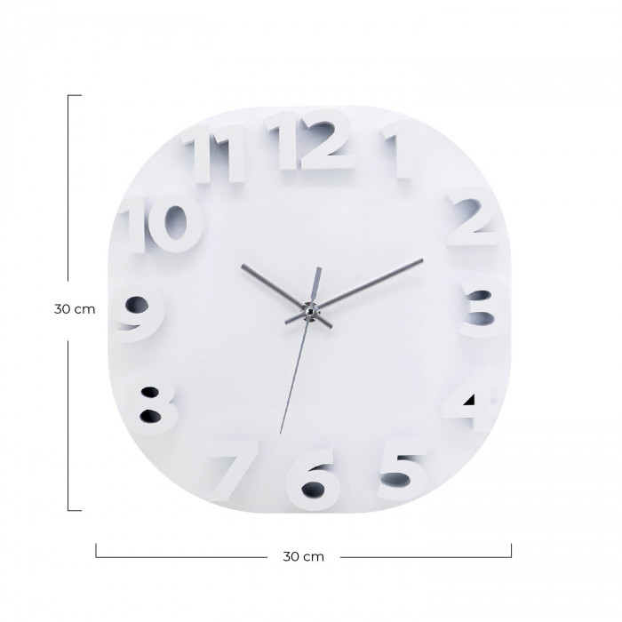 RELOJ DE PARED 3D CUADRADO BLANCO 30.5CM CJ.1 THINIA HOME