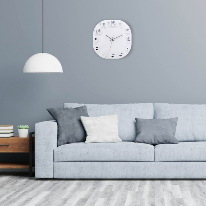 RELOJ DE PARED 3D CUADRADO BLANCO 30.5CM CJ.1 THINIA HOME