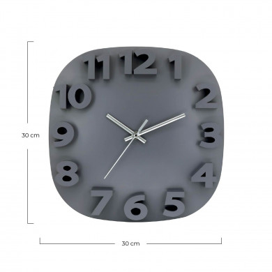 RELOJ DE PARED 3D CUADRADO GRIS 30.5CM CJ.1 THINIA HOME RELOJ DE PARED 3D CUADRADO GRIS 30.5CM CJ.1 THINIA HOME