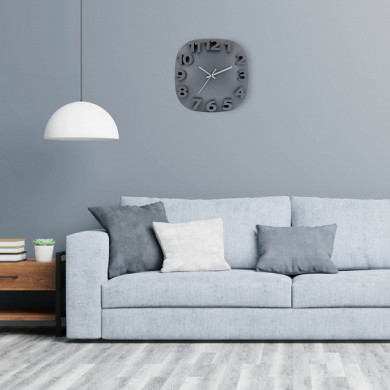 RELOJ DE PARED 3D CUADRADO GRIS 30.5CM CJ.1 THINIA HOME RELOJ DE PARED 3D CUADRADO GRIS 30.5CM CJ.1 THINIA HOME