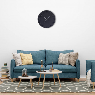 RELOJ DE PARED 3D REDONDO NEGRO DN30.5CM CJ.1 THINIA HOME RELOJ DE PARED 3D REDONDO NEGRO DN30.5CM CJ.1 THINIA HOME