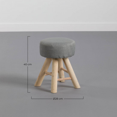 PUF MADERA Y TELA GRIS DN28X40CM