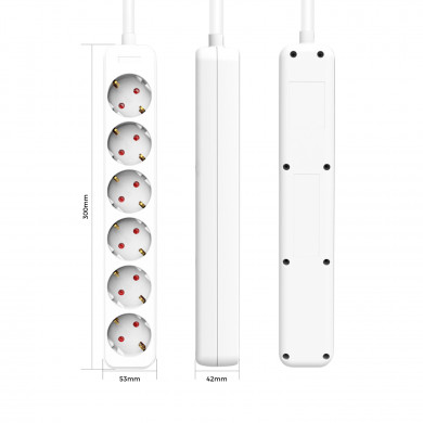 BASE 6 TOMAS 3X1,5mm 1M BLANCA 7hSevenOn RT.2 BASE 6 TOMAS 3X1,5mm 1M BLANCA 7hSevenOn RT.2