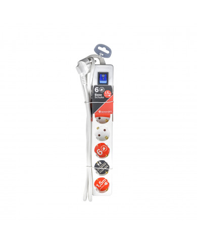 BASE 6 TOMAS C/INT 3X1,5mm 1,5M BLANCA 7hSevenOn CL.1