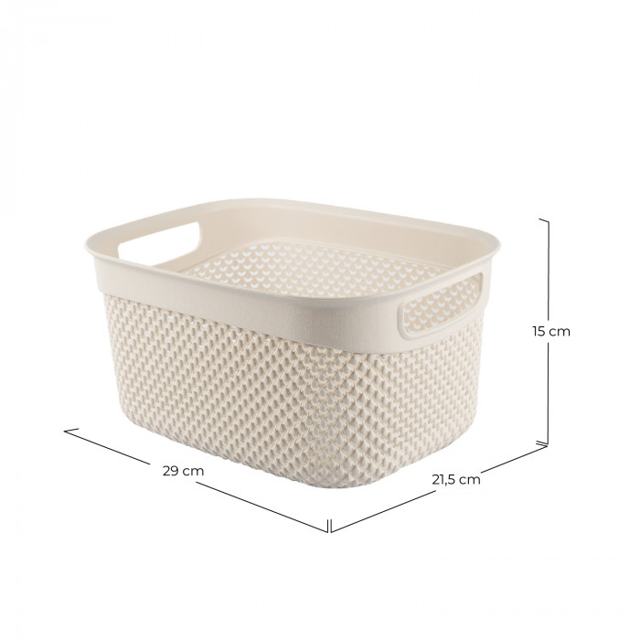 CESTA RESINA RECTANGULAR CREMA (29x21,5x15cm) 6,6L 7HOUSE