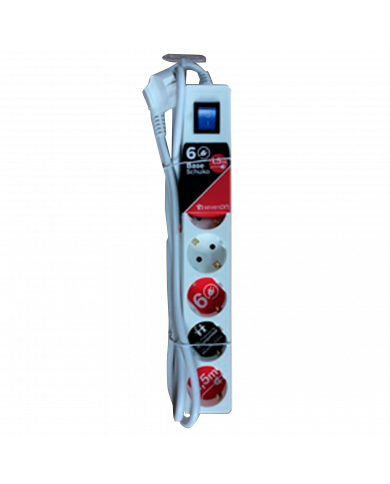 BASE 6 TOMAS C/INT 3X1,5mm 1,5M BLANCA 7hSevenOn CL.1