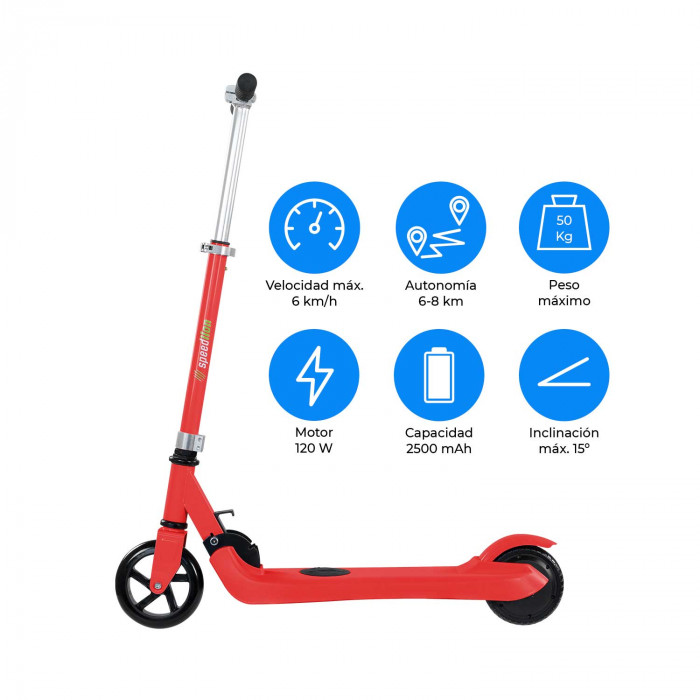 PATINETE ELÉCTRICO INFANTIL ROJO 120W SPEEDLION