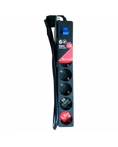 BASE 6 TOMAS C/INT 3X1,5mm 1,5M NEGRA 7hSevenOn CL.1