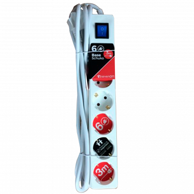 BASE 6 TOMAS C/INT 3X1,5mm 3M BLANCA 7hSevenOnCL.1 BASE 6 TOMAS C/INT 3X1,5mm 3M BLANCA 7hSevenOnCL.1