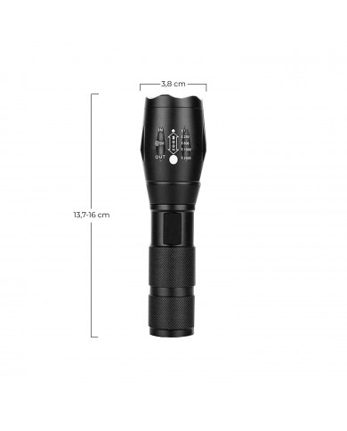 LINTERNA MILITAR 5 MODOS DE ILUMINACIÓN. ZOOM X2000. 3 PILAS AAA INC. 7hSevenOn Elec BL.1