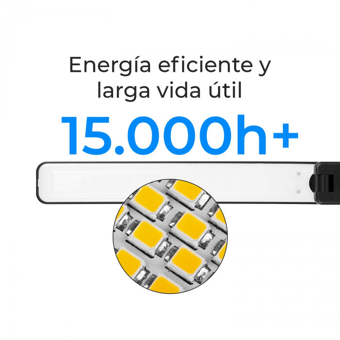 FLEXO LED INTEGRADO 9W (350lm) NEGRO CON CARGADOR WIRELESS+USB 3 MODOS LUZ 3000-6000K 11,5*17*56CM SEVEN ON HOME