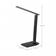 FLEXO LED INTEGRADO 9W (350lm) NEGRO CON CARGADOR WIRELESS+USB 3 MODOS LUZ 3000-6000K 11,5*17*56CM SEVEN ON HOME