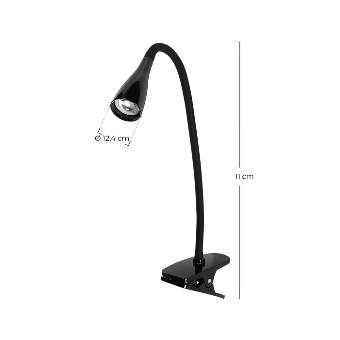 FLEXO LED INTEGRADO 5W (300lm) PINZA REDONDO NEGRO 51*1,5CM SEVEN ON HOME