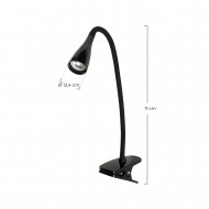 FLEXO LED INTEGRADO 5W (300lm) PINZA REDONDO NEGRO 51*1,5CM SEVEN ON HOME