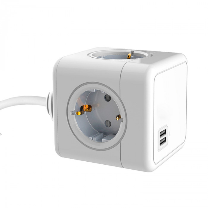 SOCKET CUBE 4 TOMAS SCHUKO + 2USB CABLE 1,4M 7hSevenOn CJ.1