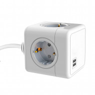 SOCKET CUBE 4 TOMAS SCHUKO + 2USB CABLE 1,4M 7hSevenOn CJ.1