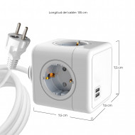 SOCKET CUBE 4 TOMAS SCHUKO + 2USB CABLE 1,4M 7hSevenOn CJ.1