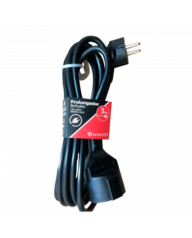 PROLONGADOR CLAVIJA SCHUKO 3X1,5mm 3M NEGRO 7hSevenOn CL.1