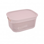 CESTA RESINA RECTANGULAR C/ASAS C/TAPA ROSA (29x21,5x15cm) 6.6L 7HOUSE