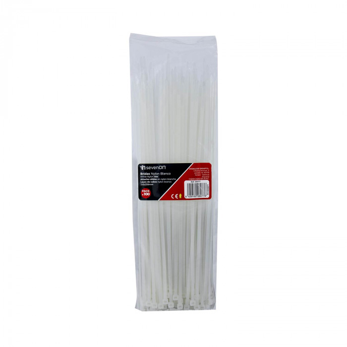 BRIDAS NYLON BLANCO 250X3,6mm 7hSevenOn BS.100