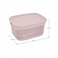 CESTA RESINA RECTANGULAR C/ASAS C/TAPA ROSA (29x21,5x15cm) 6.6L 7HOUSE