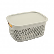 CESTA RESINA RECTANGULAR C/ASAS C/TAPA ROSA (29x21,5x15cm) 6.6L 7HOUSE