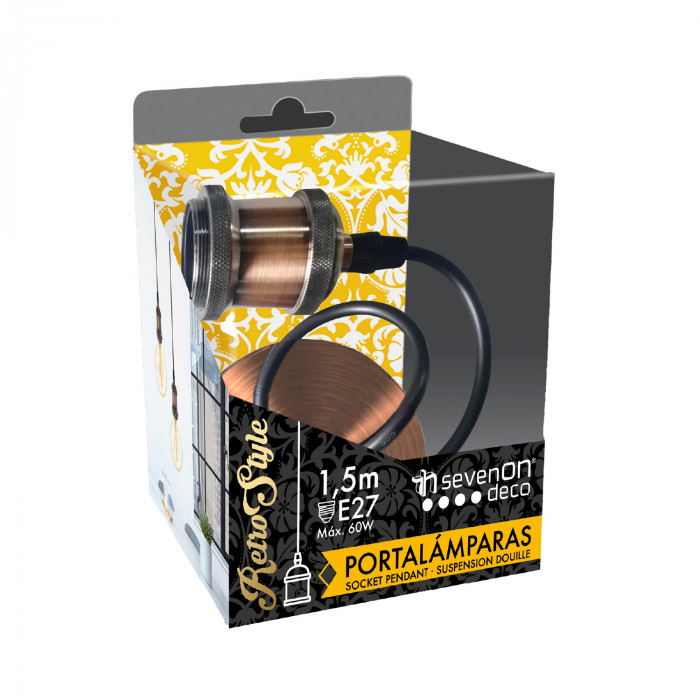 PENDEL METAL COBRE E27 MAX. 60W 1,5M 7hSevenOn Deco BL.1
