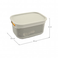 CESTA RESINA RECTANGULAR C/ASAS C/TAPA CREMA (29x21,5x15cm) 6.6L 7HOUSE