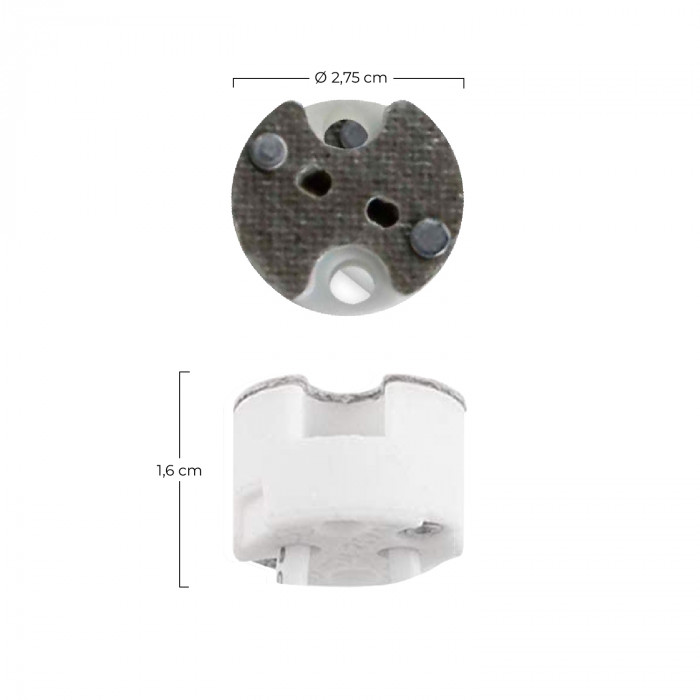 ACCESORIO CASQUILLO CERAMICO GU 5.3 CABLE 0,5MM 7hSevenOn Elec BL.2