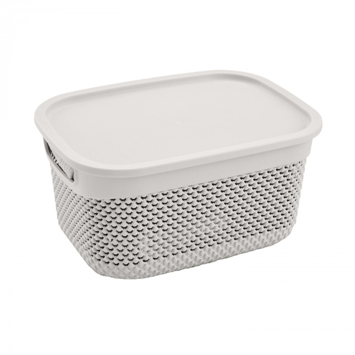 CESTA RESINA RECTANGULAR C/ASAS C/TAPA BLANCO (29x21,5x15cm) 6.6L 7HOUSE