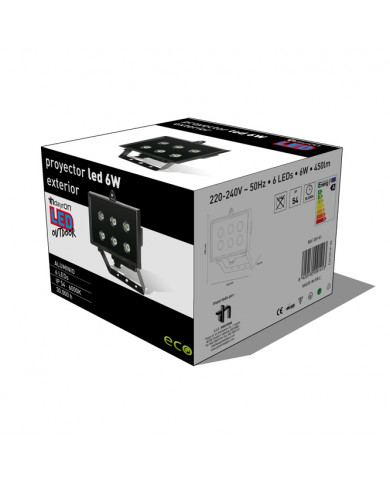 PROYECTOR LED DE EXTERIOR 6W.NEGRO IP54 DAYRON