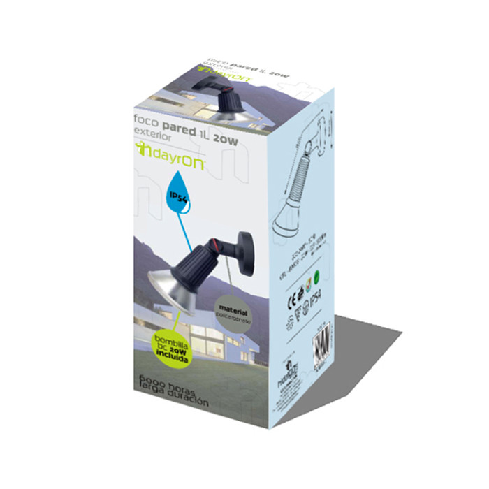 FOCO EXTERIOR DE PARED E27 NEGRO- DAYRON