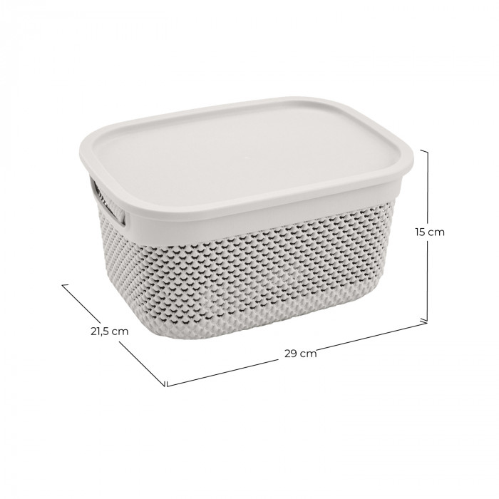 CESTA RESINA RECTANGULAR C/ASAS C/TAPA BLANCO (29x21,5x15cm) 6.6L 7HOUSE