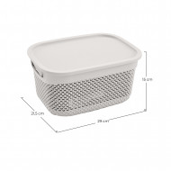 CESTA RESINA RECTANGULAR C/ASAS C/TAPA BLANCO (29x21,5x15cm) 6.6L 7HOUSE