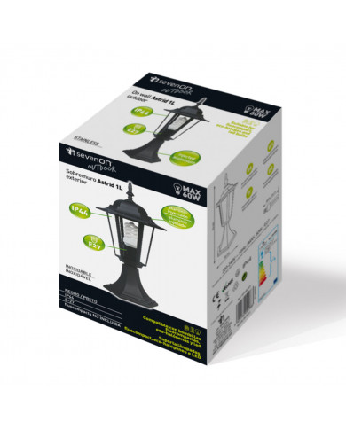 APLIQUE EXTERIOR SOBREMURO NEGRO 1 LUZ BOMBILLA NO INCLUIDA ASTRID 7hSevenOn CJ.1
