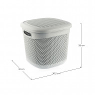 CESTA RESINA CUADRADA C/ASAS C/TAPA GRIS (32x30,5x28cm) 15L 7HOUSE