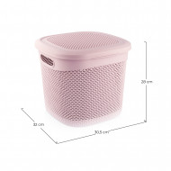 CESTA RESINA CUADRADA C/ASAS C/TAPA ROSA (32x30,5x28cm) 15L 7HOUSE